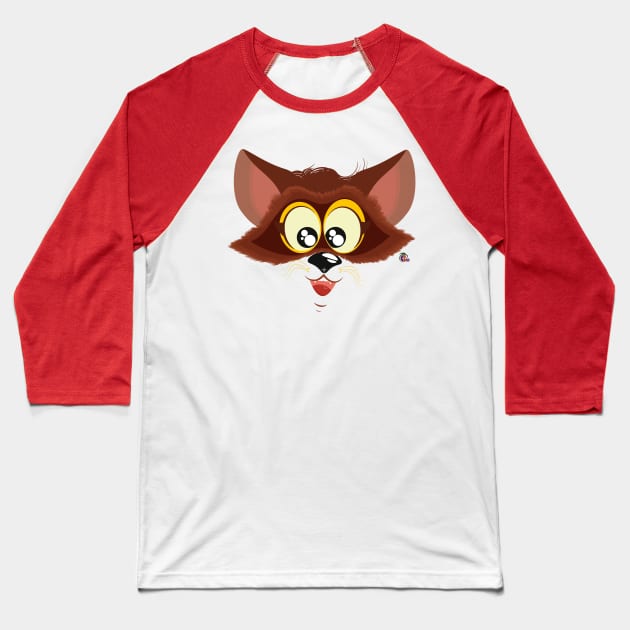 Cara de mapache Baseball T-Shirt by DreikoArts